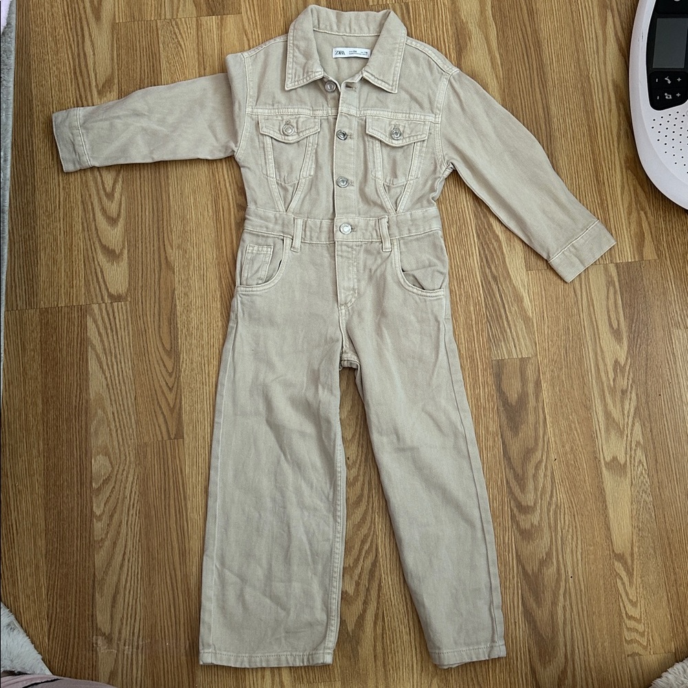 Zara Beige Denim Jumpsuit kids
